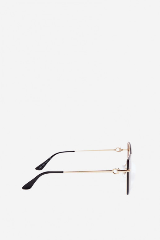 Lunettes de soleil sans monture style œil de chat avec filtre UV 400 marron-bleu