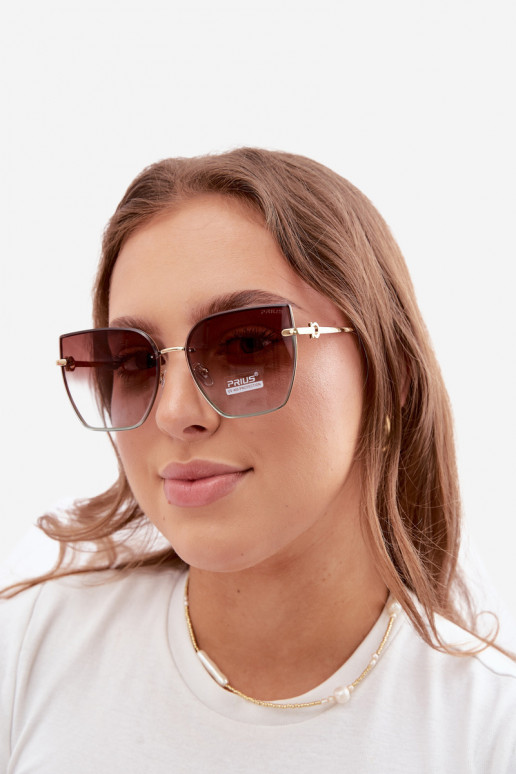 Lunettes de soleil sans monture style œil de chat avec filtre UV 400 marron-bleu