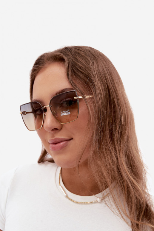 Lunettes de soleil sans monture style œil de chat avec filtre UV 400 jaune