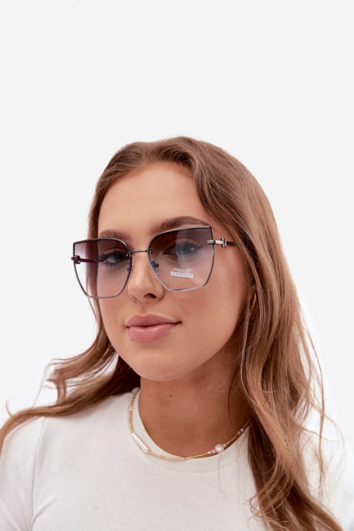 Lunettes de soleil sans monture style œil de chat avec filtre UV 400 bleu