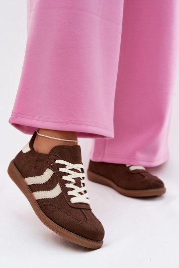 Baskets chocolat pour femmes en daim synthétique Jesavella 2
