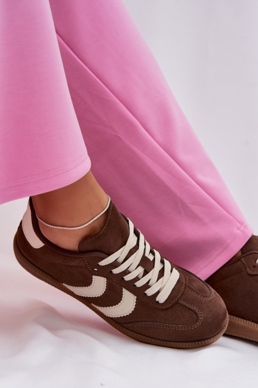 Baskets chocolat pour femmes en daim synthétique Jesavella