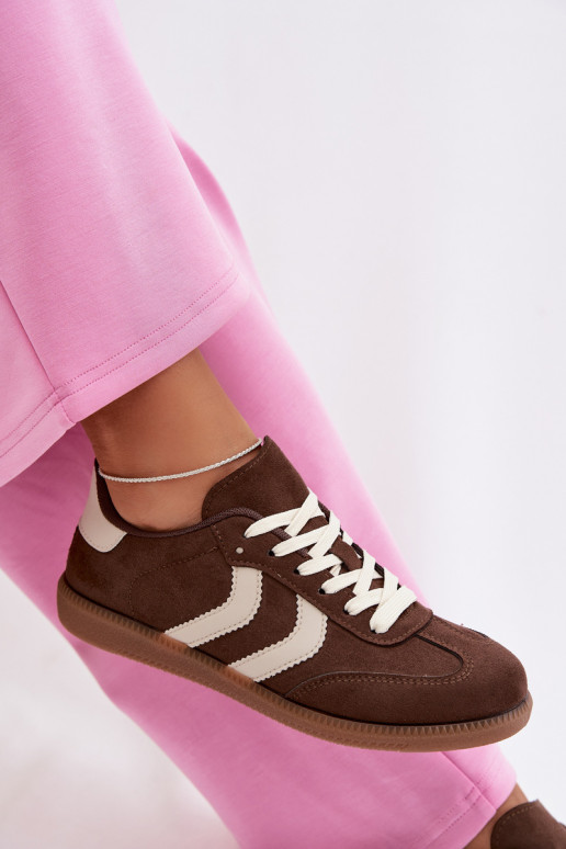 Baskets chocolat pour femmes en daim synthétique Jesavella