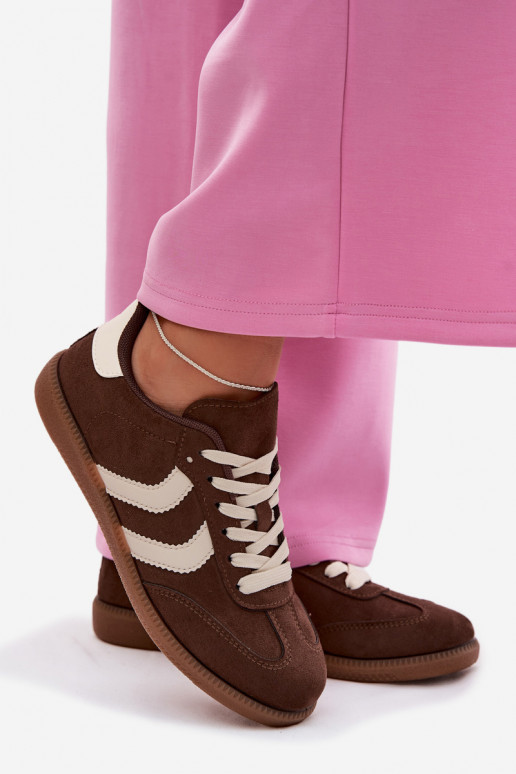 Baskets chocolat pour femmes en daim synthétique Jesavella