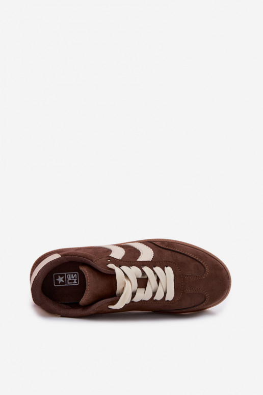 Baskets chocolat pour femmes en daim synthétique Jesavella