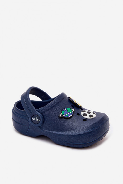 Sabots légers pour garçons bleu foncé avec boucles LEMIGO COSMO