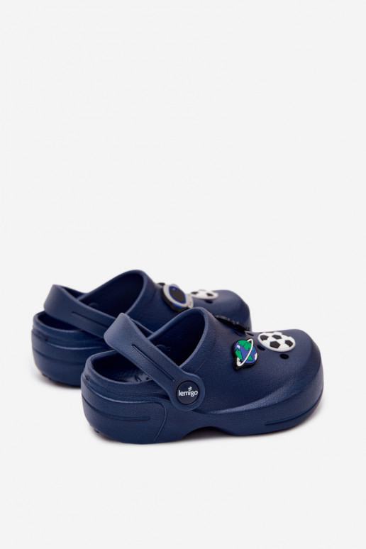 Sabots légers pour garçons bleu foncé avec boucles LEMIGO COSMO