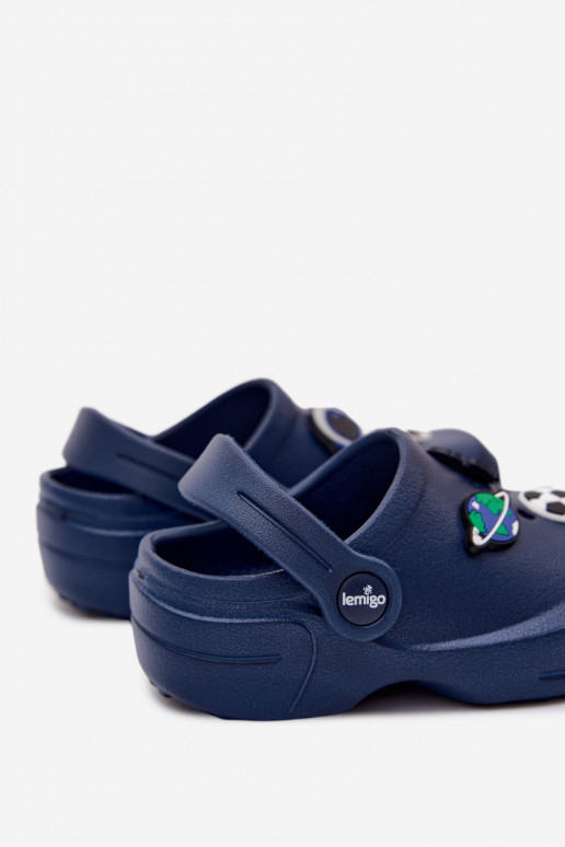 Sabots légers pour garçons bleu foncé avec boucles LEMIGO COSMO