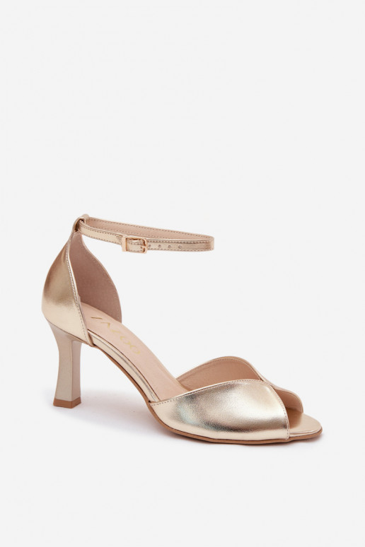 Sandales dorées pour femmes à petit talon Zazoo 1120