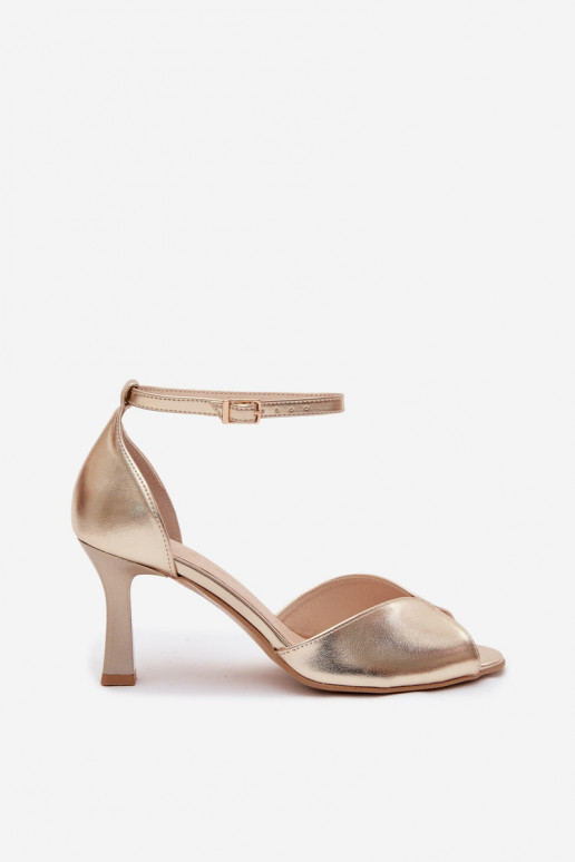Sandales dorées pour femmes à petit talon Zazoo 1120