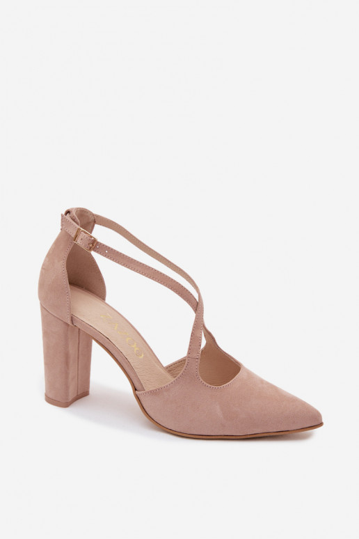 Sandales couleur sable avec talons et brides en daim synthétique Zazoo 1053