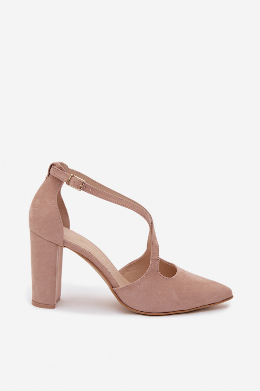 Sandales couleur sable avec talons et brides en daim synthétique Zazoo 1053