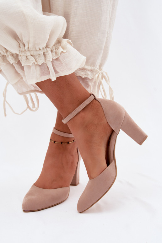 Sandales couleur sable avec talons et brides à bout pointu Zazoo 823