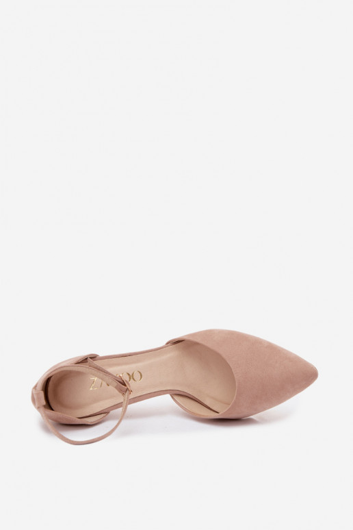 Sandales couleur sable avec talons et brides à bout pointu Zazoo 823