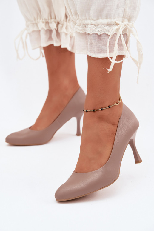 Escarpins couleur argile en simili cuir Zazoo 1070