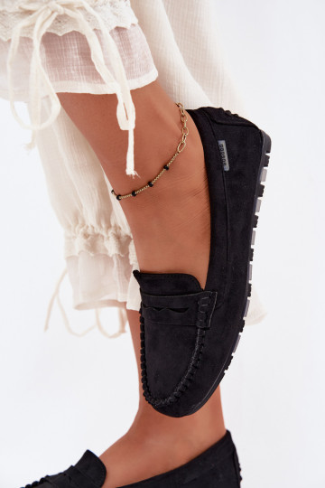 Mocassins plats en faux daim noir Galadriel