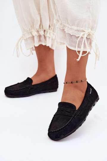 Mocassins plats en faux daim noir Galadriel 2