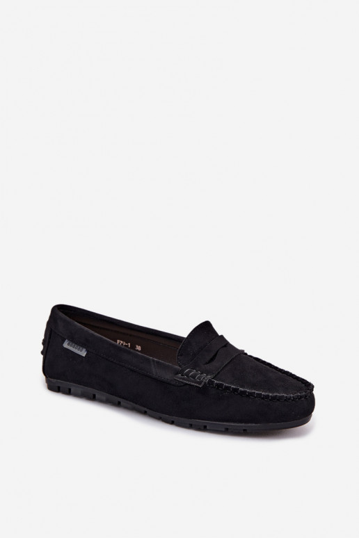 Mocassins plats en faux daim noir Galadriel