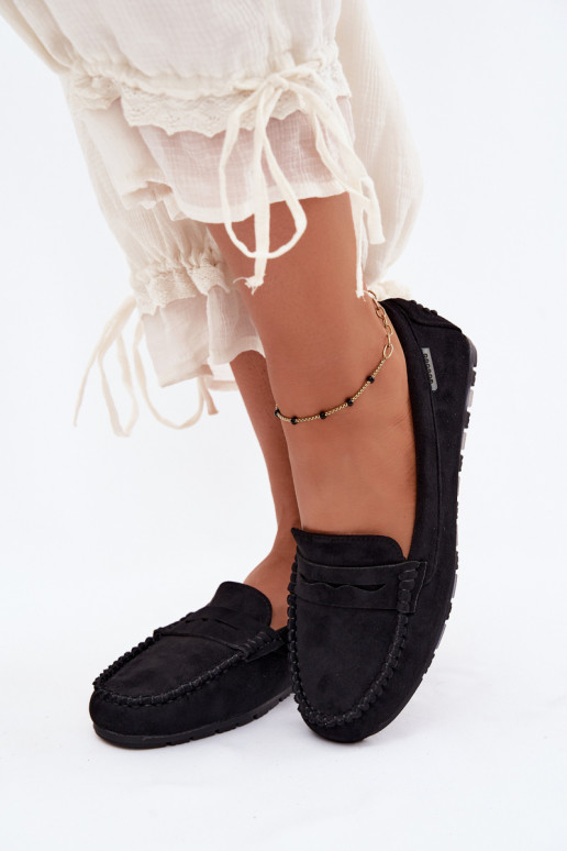 Mocassins plats en faux daim noir Galadriel