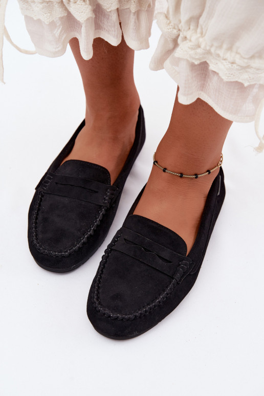 Mocassins plats en faux daim noir Galadriel