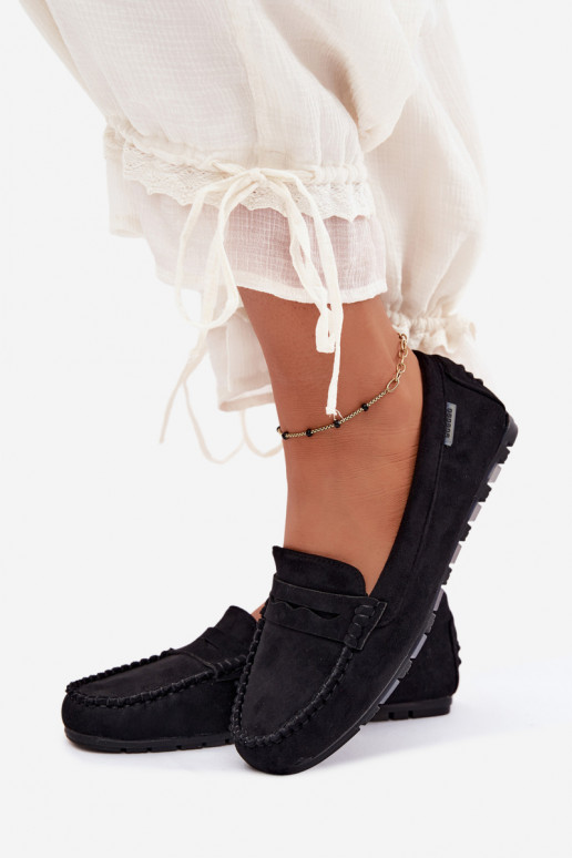 Mocassins plats en faux daim noir Galadriel