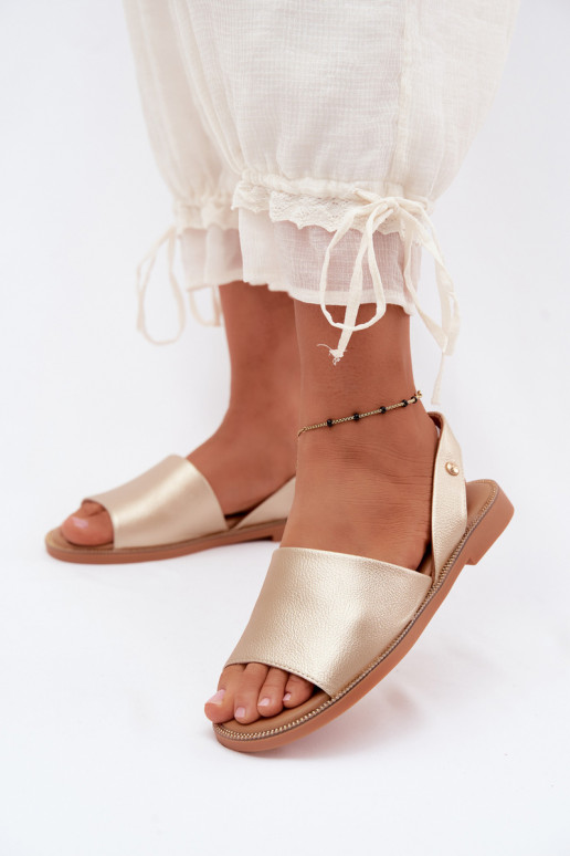Sandales dorées à talons larges Pollyanna