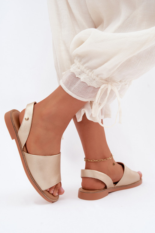 Sandales dorées à talons larges Pollyanna