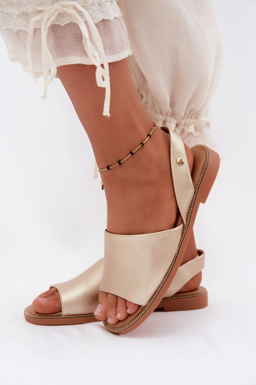 Sandales dorées à talons larges Pollyanna