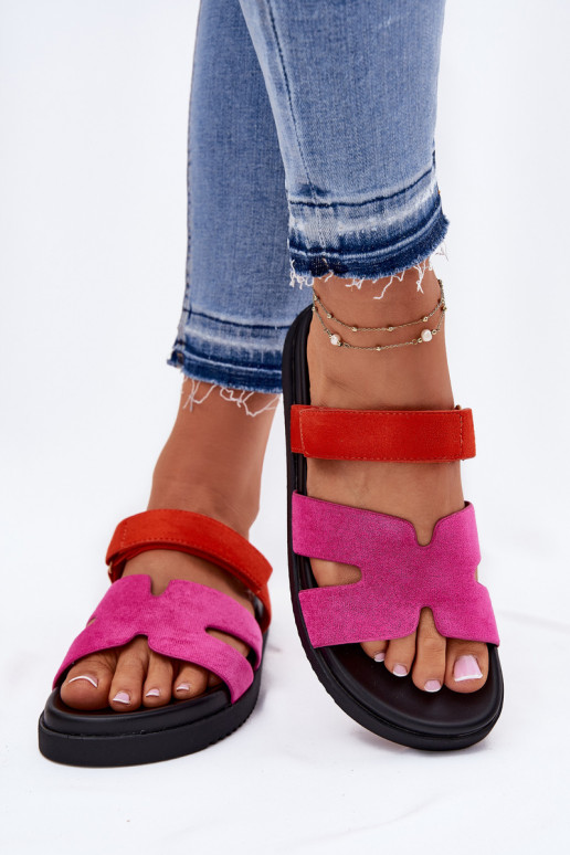 Chaussons pour femmes avec fermeture adhésive Vinceza 17401 en rose
