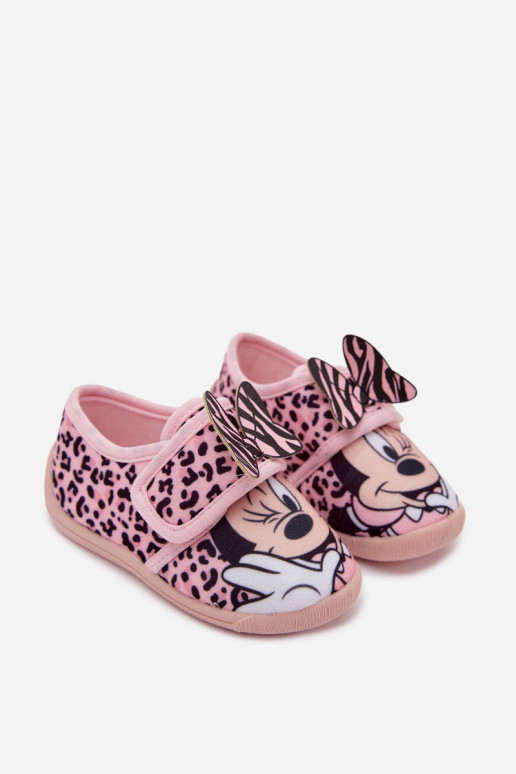 Chaussons pour enfants avec Velcro MINNIE MOUSE roses