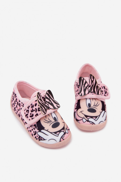 Chaussons pour enfants avec Velcro MINNIE MOUSE roses