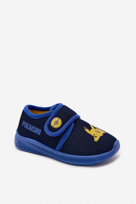 Chaussons pour garçons avec Velcro Pikachu bleu foncé