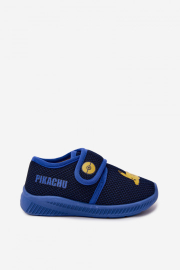 Chaussons pour garçons avec Velcro Pikachu bleu foncé 2