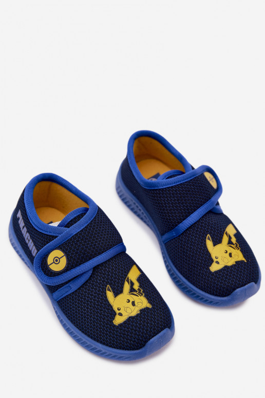 Chaussons pour garçons avec Velcro Pikachu bleu foncé