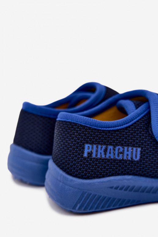 Chaussons pour garçons avec Velcro Pikachu bleu foncé