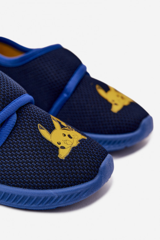 Chaussons pour garçons avec Velcro Pikachu bleu foncé