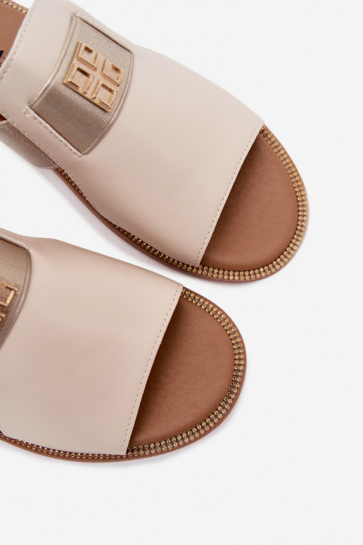 Chaussons pour femmes couleur sable avec détails dorés Pearlie