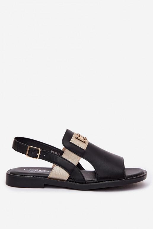 Sandales pour femmes noires avec détails dorés Birdie