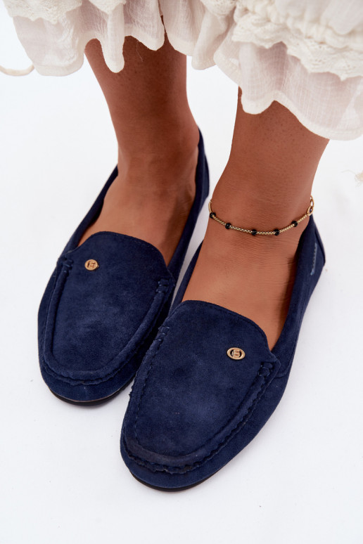 Mocassins pour hommes bleu foncé en daim synthétique Tai turirilla