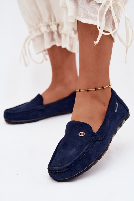 Mocassins pour hommes bleu foncé en daim synthétique Tai turirilla