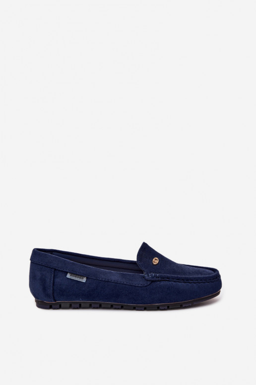 Mocassins pour hommes bleu foncé en daim synthétique Tai turirilla