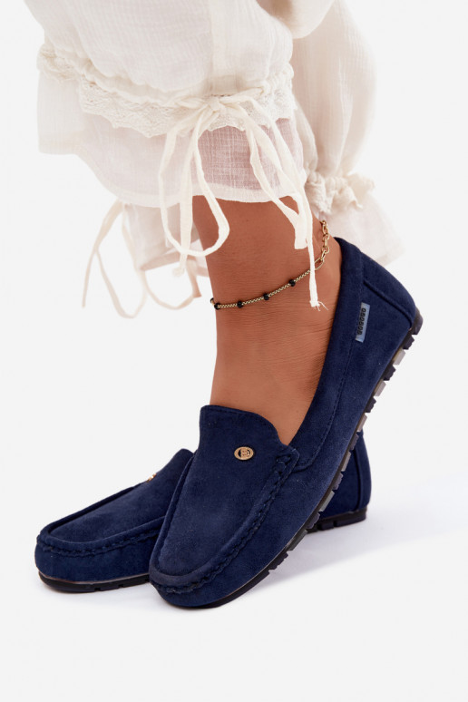 Mocassins pour hommes bleu foncé en daim synthétique Tai turirilla