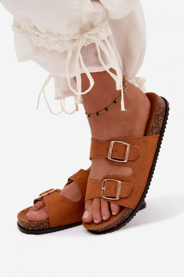 Chaussons pour femmes bruns avec boucles Brigid 2