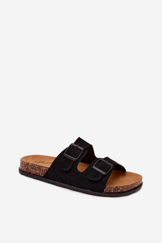 Chaussons pour femmes noirs avec boucles Brigid