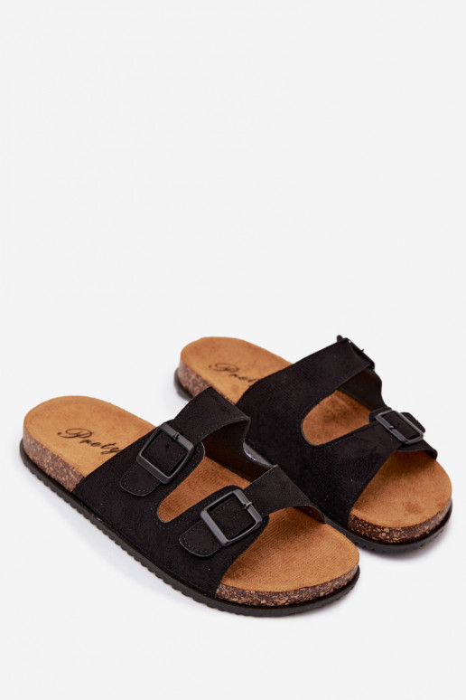 Chaussons pour hommes noirs avec boucles Ruby