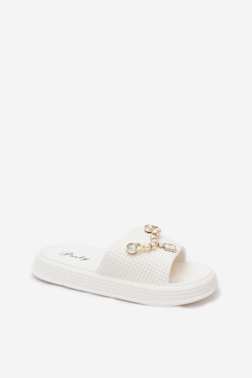Chaussons pour femmes blancs légers avec ornements Rosehip