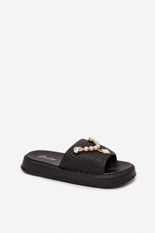 Chaussons pour femmes noirs légers avec ornements Rosehip