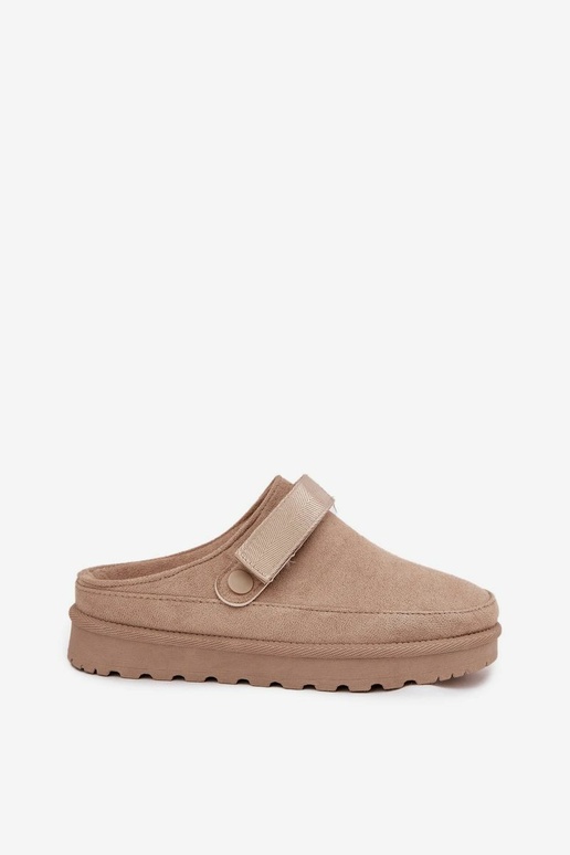 Chaussons chauds pour femmes avec fourrure à l'intérieur sur plateforme couleur sable Azida