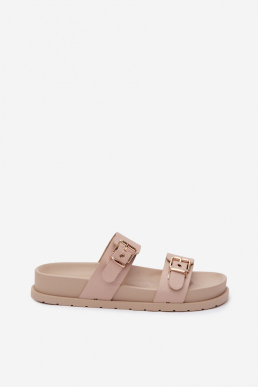 Chaussons pour femmes couleur sable avec boucles dorées Vilja