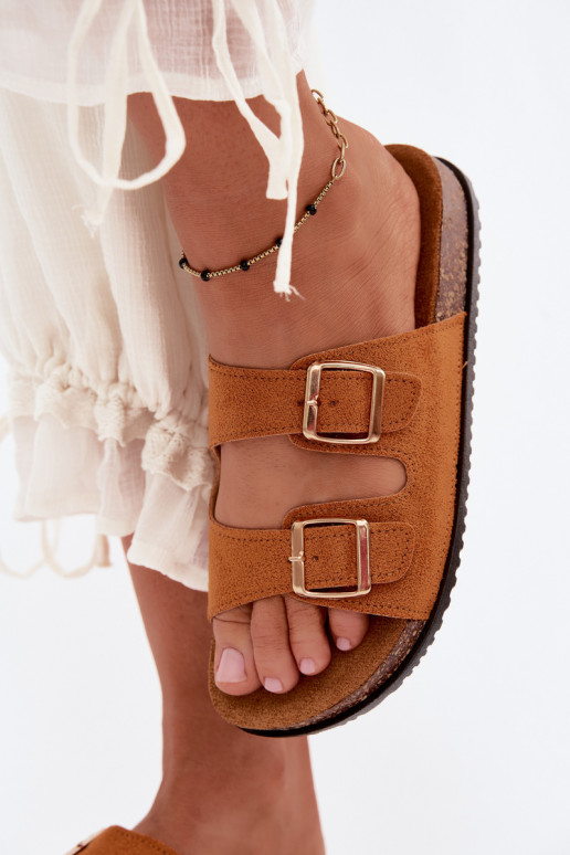 Chaussons pour femmes bruns avec boucles Brigid